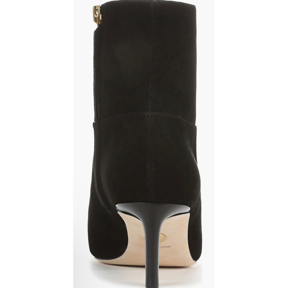 Veronica Beard Black Suede Pointed Toe Kitten Heel Ankle Booties Zip Womens 6 - Picture 6 of 10